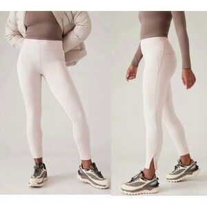 Athleta Yoga Pants Womens Sz S Cream Delancey Skyline Braiden Texture Breathable